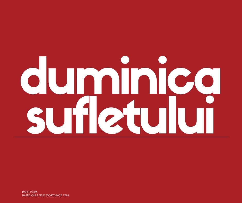 Duminica sufletului, litere albe pe fundal roșu